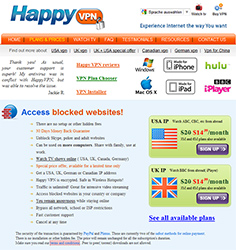 Happy VPN Webseite