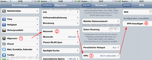 VPN Einrichtungsprozess beim iPhone